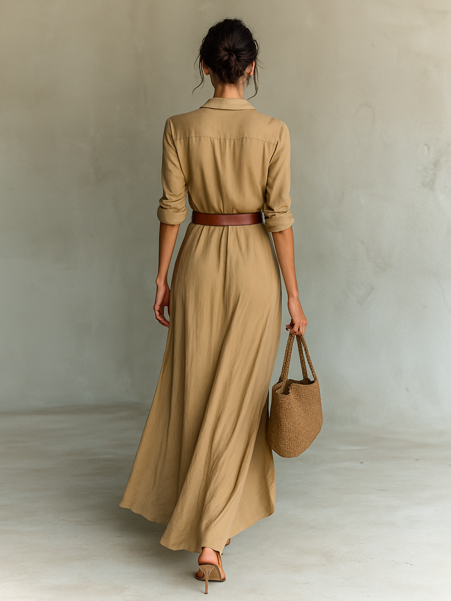 Costanza | Lapel Collar Maxi Dress