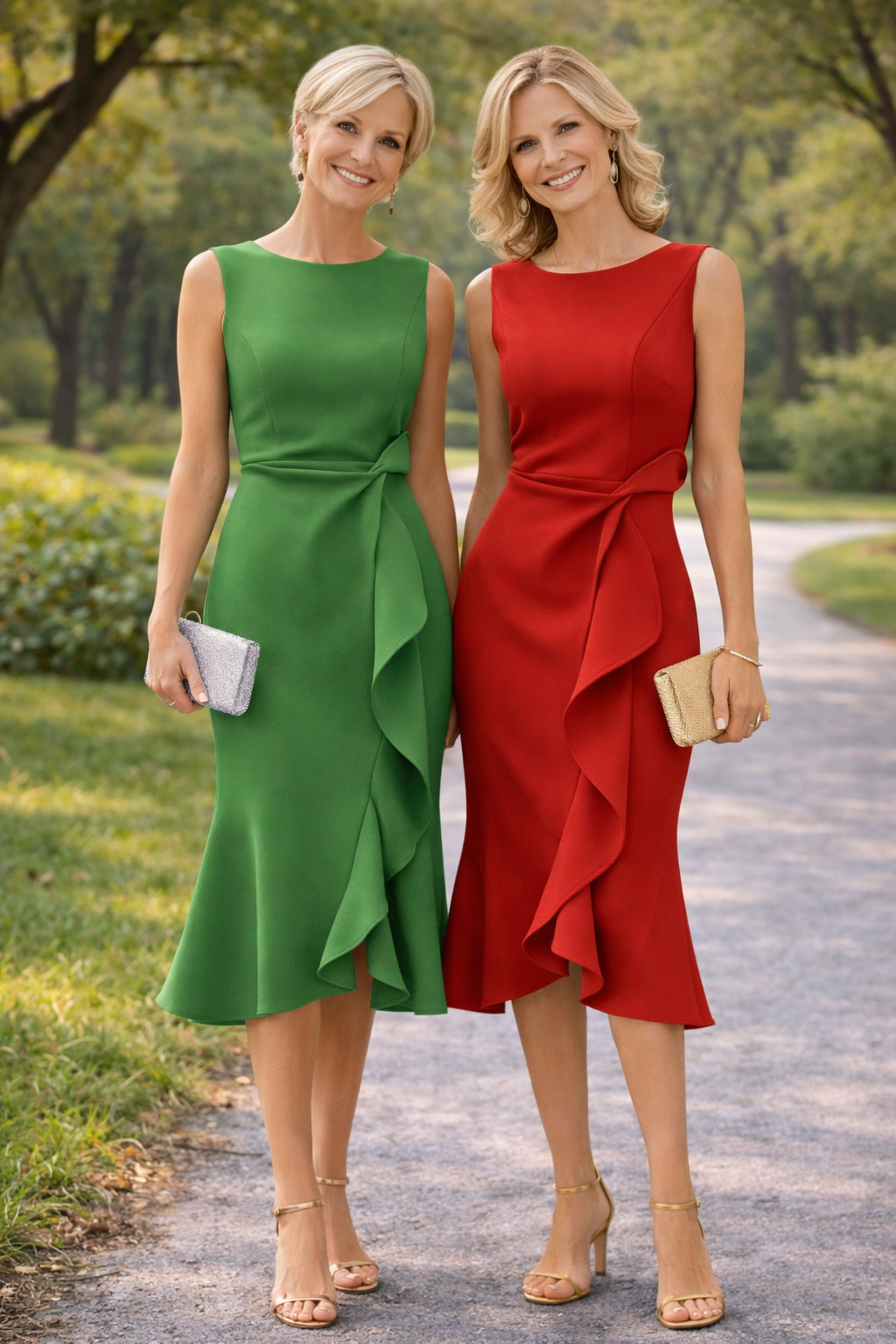 Delphine™ | Asymmetric Ruffle Midi Dress