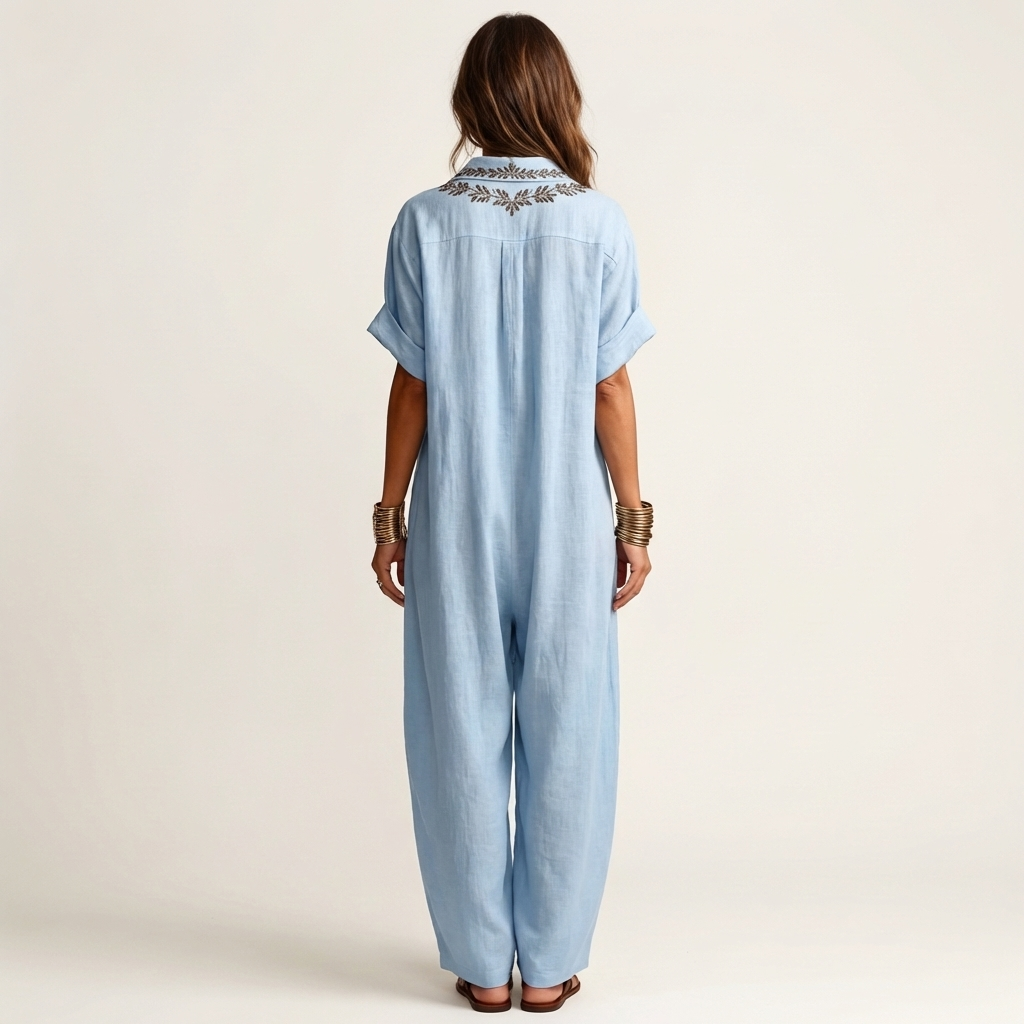 Sienna™ | Embroidered Linen Blend Maxi Dress