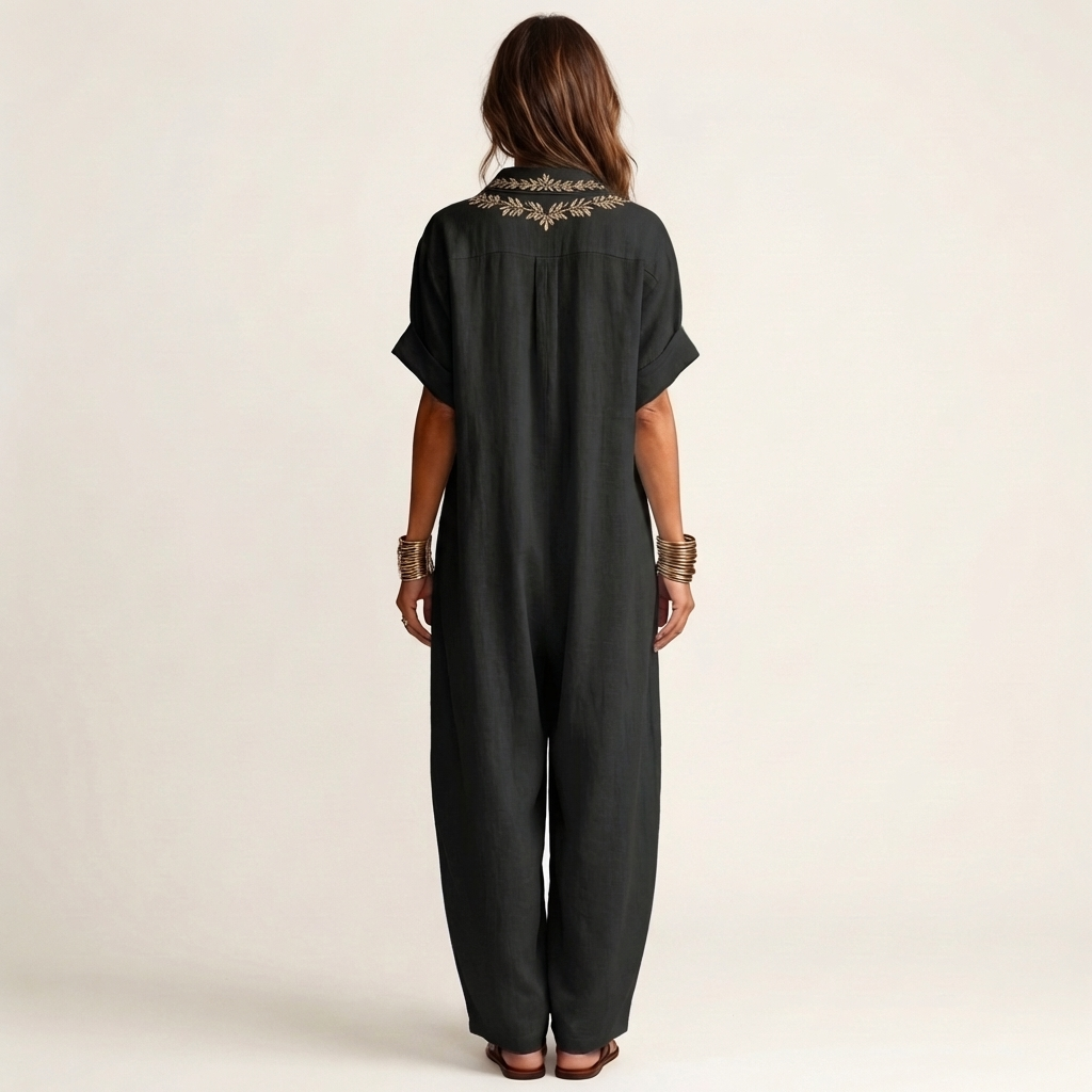Sienna™ | Embroidered Linen Blend Maxi Dress