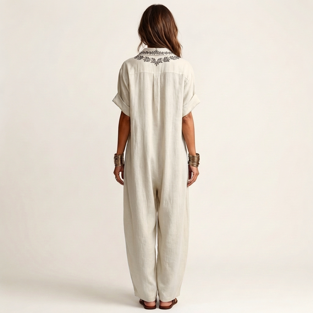 Sienna™ | Embroidered Linen Blend Maxi Dress