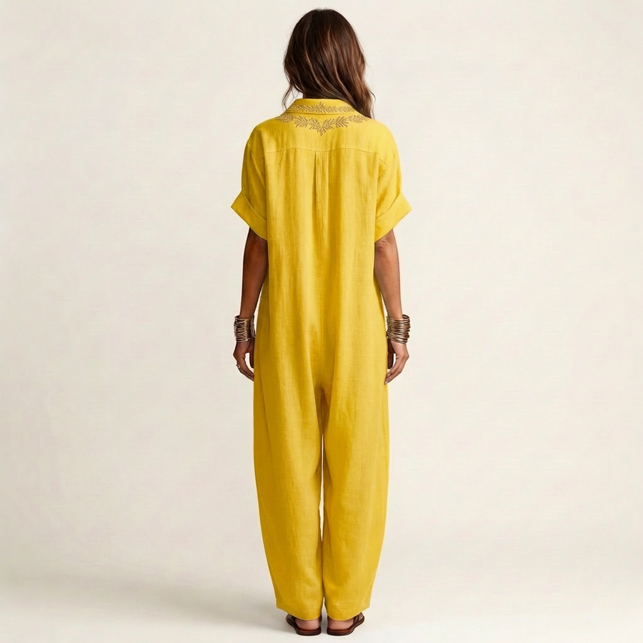 Sienna™ | Embroidered Linen Blend Maxi Dress