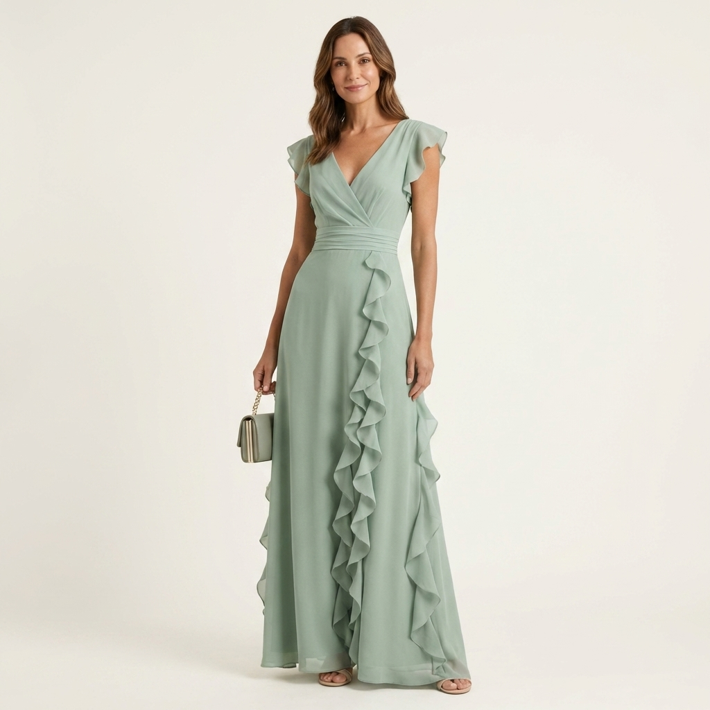 Celestine™ | Elegant Ruffle Wrap Maxi Dress