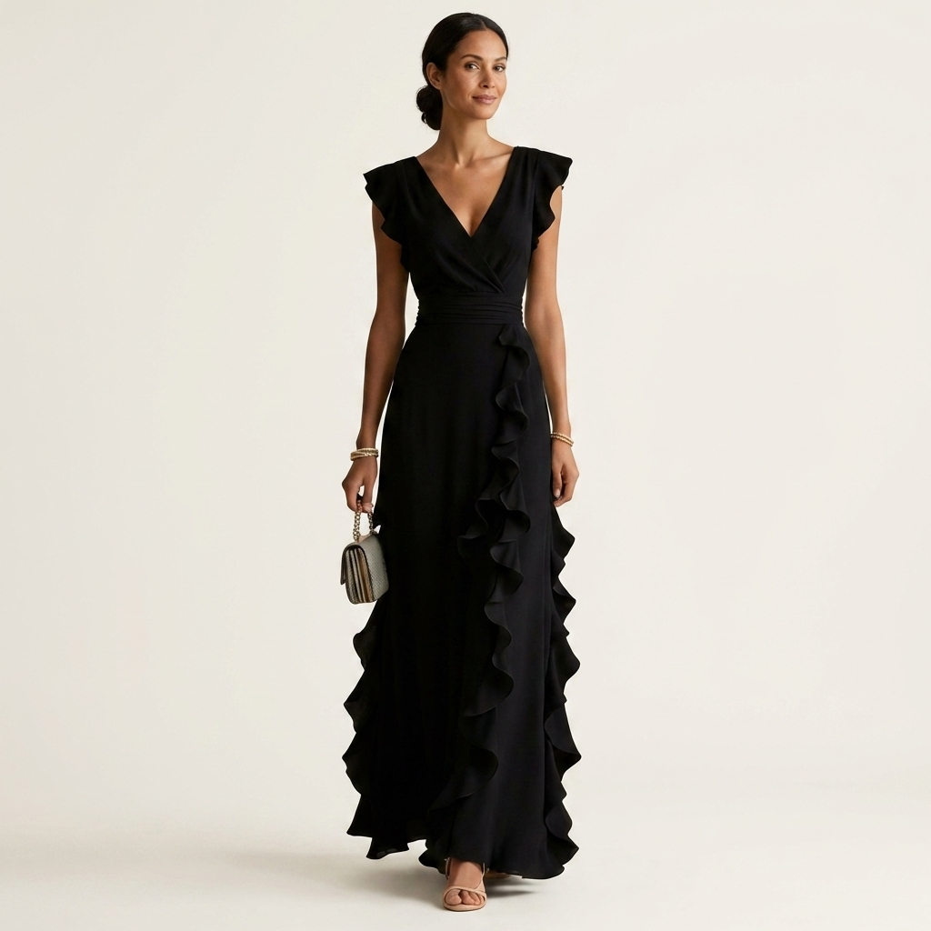 Celestine™ | Elegant Ruffle Wrap Maxi Dress