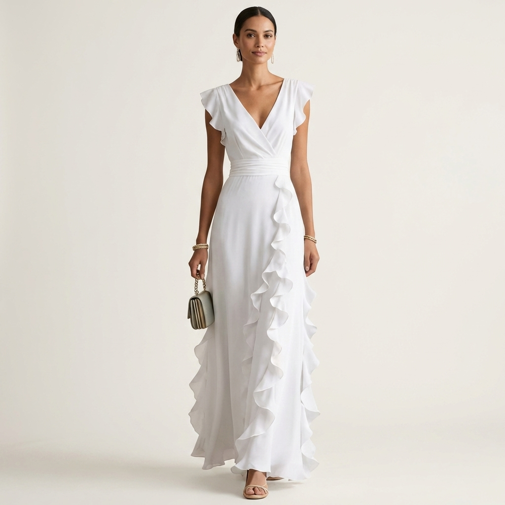 Celestine™ | Elegant Ruffle Wrap Maxi Dress