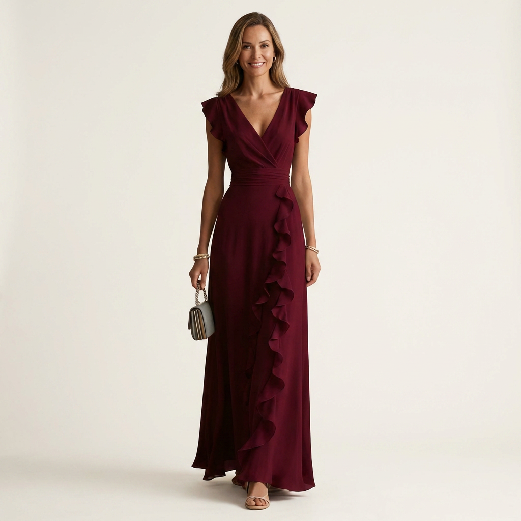 Celestine™ | Elegant Ruffle Wrap Maxi Dress