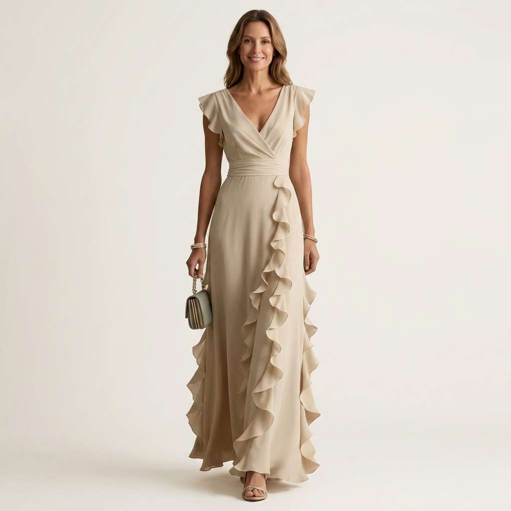 Celestine™ | Elegant Ruffle Wrap Maxi Dress