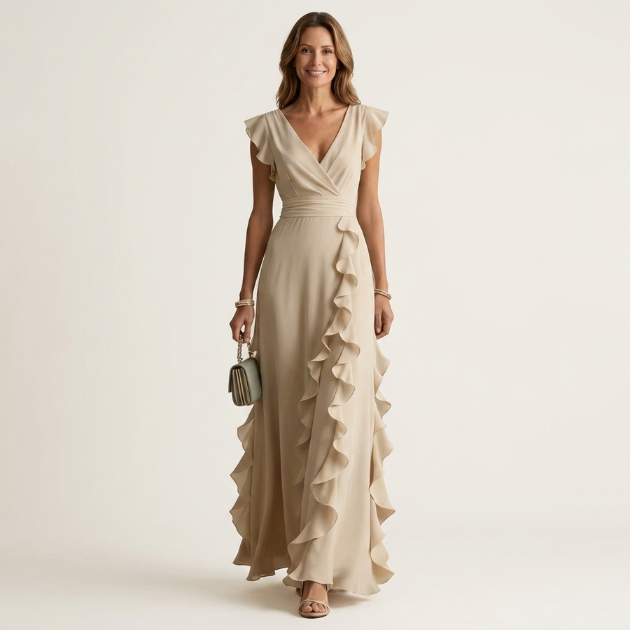 Celestine™ | Elegant Ruffle Wrap Maxi Dress