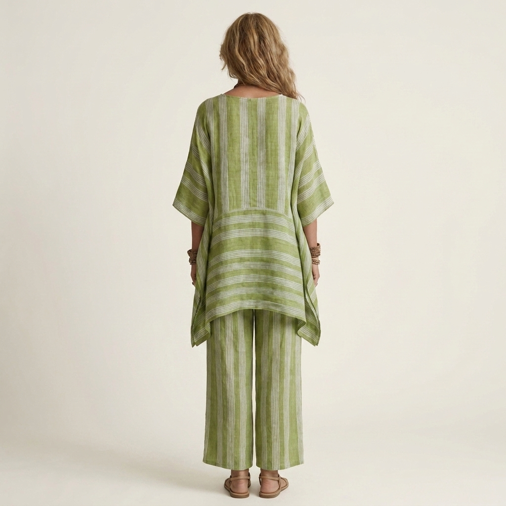 Kira | Two-Piece Striped Cotton-Linen Set