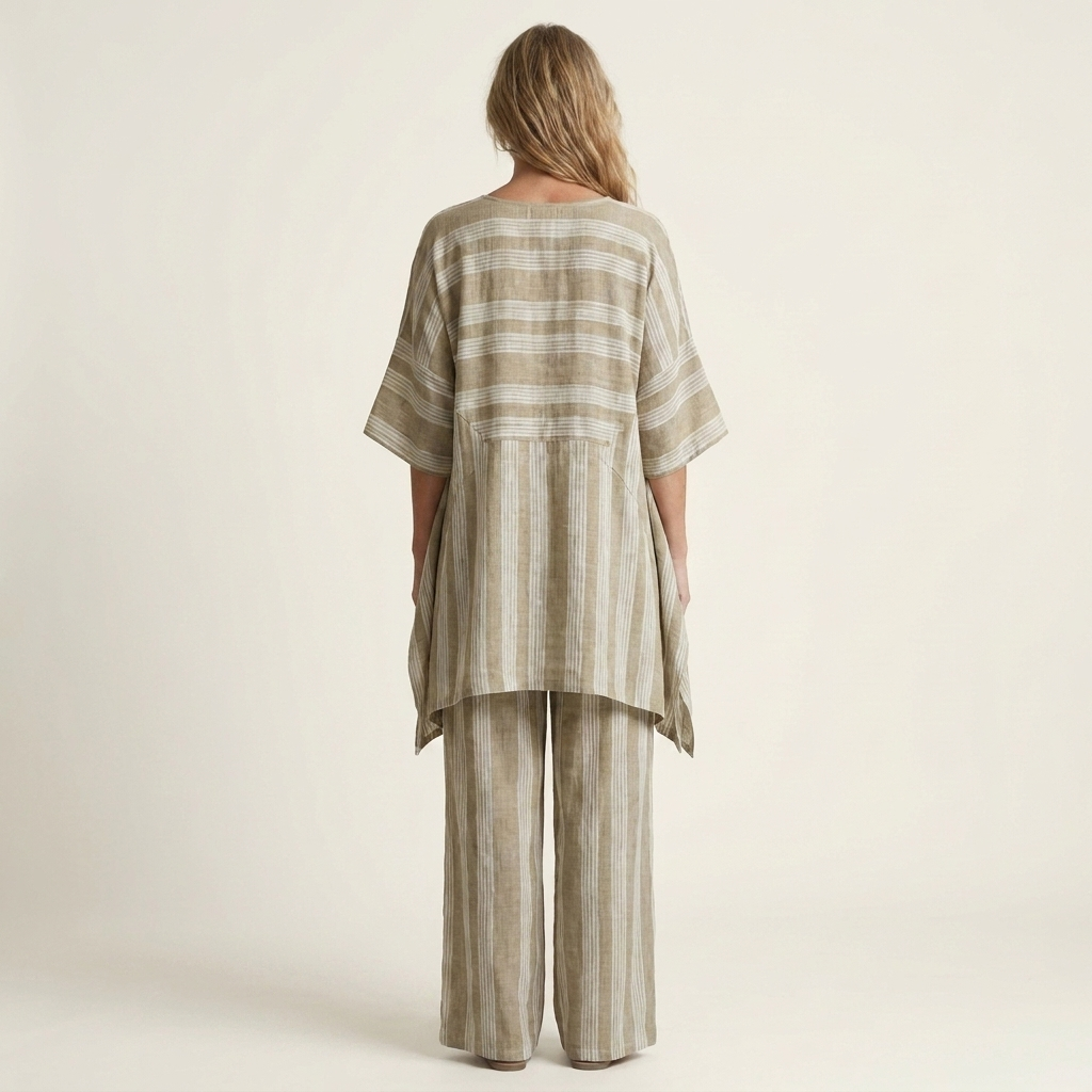 Kira | Two-Piece Striped Cotton-Linen Set