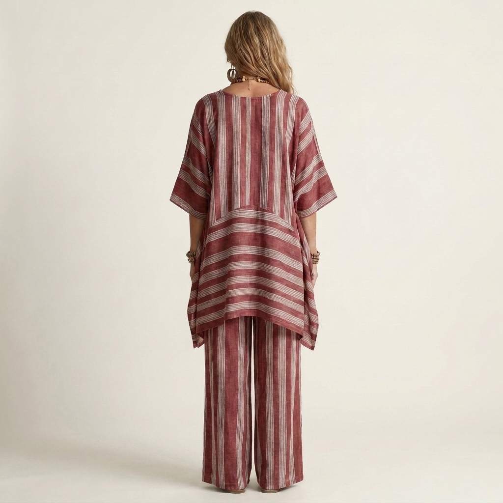 Kira | Two-Piece Striped Cotton-Linen Set