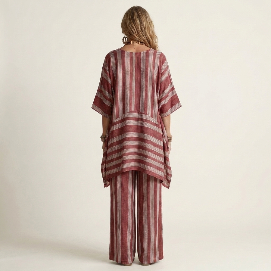 Kira | Two-Piece Striped Cotton-Linen Set
