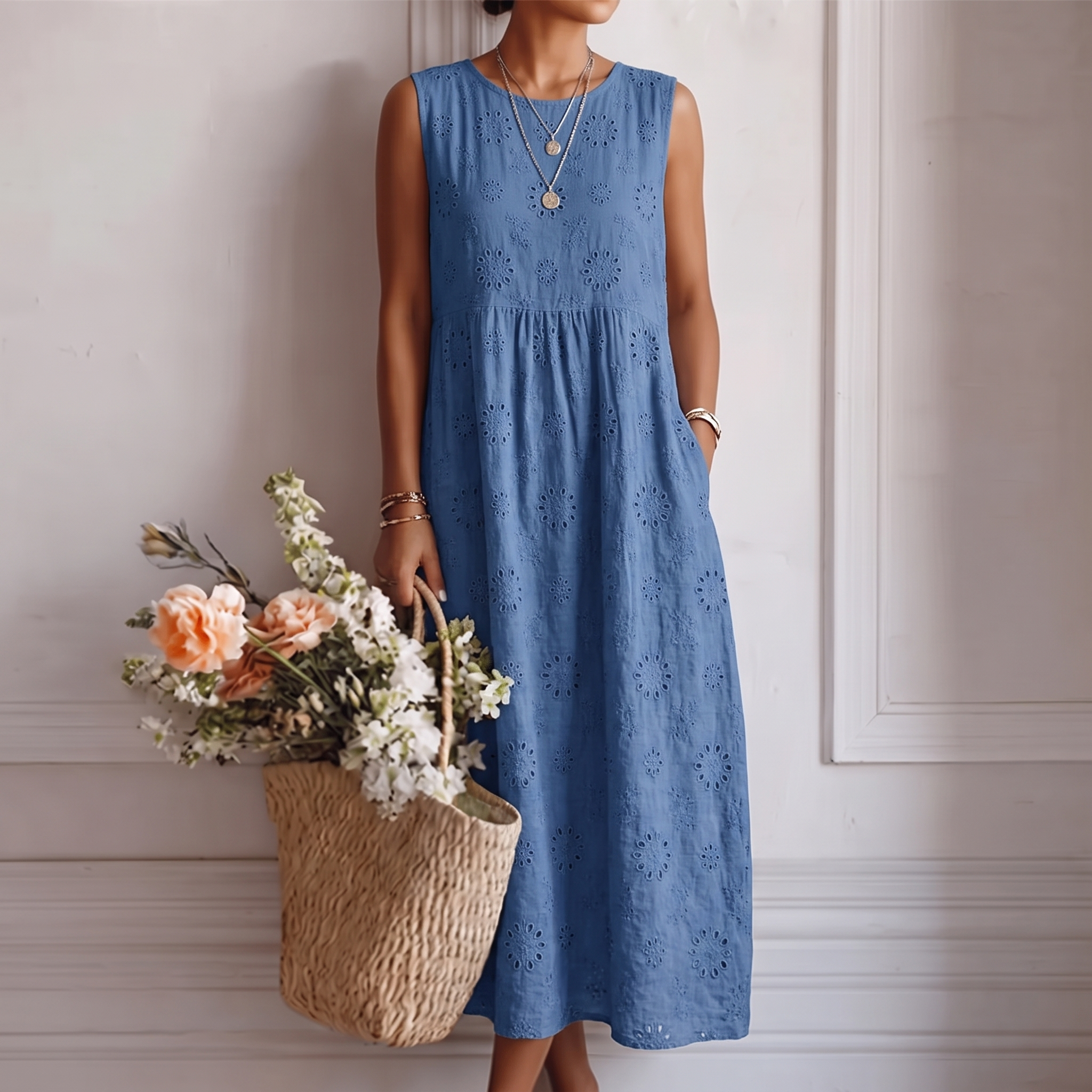 Adele | Natural Summer Midi Dress