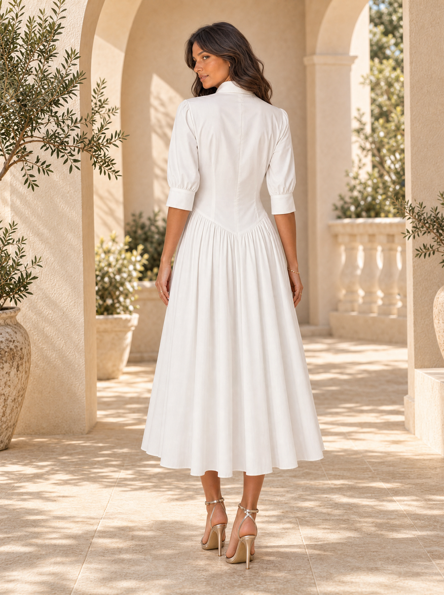 Serena | Button-Front Shirt Midi Dress