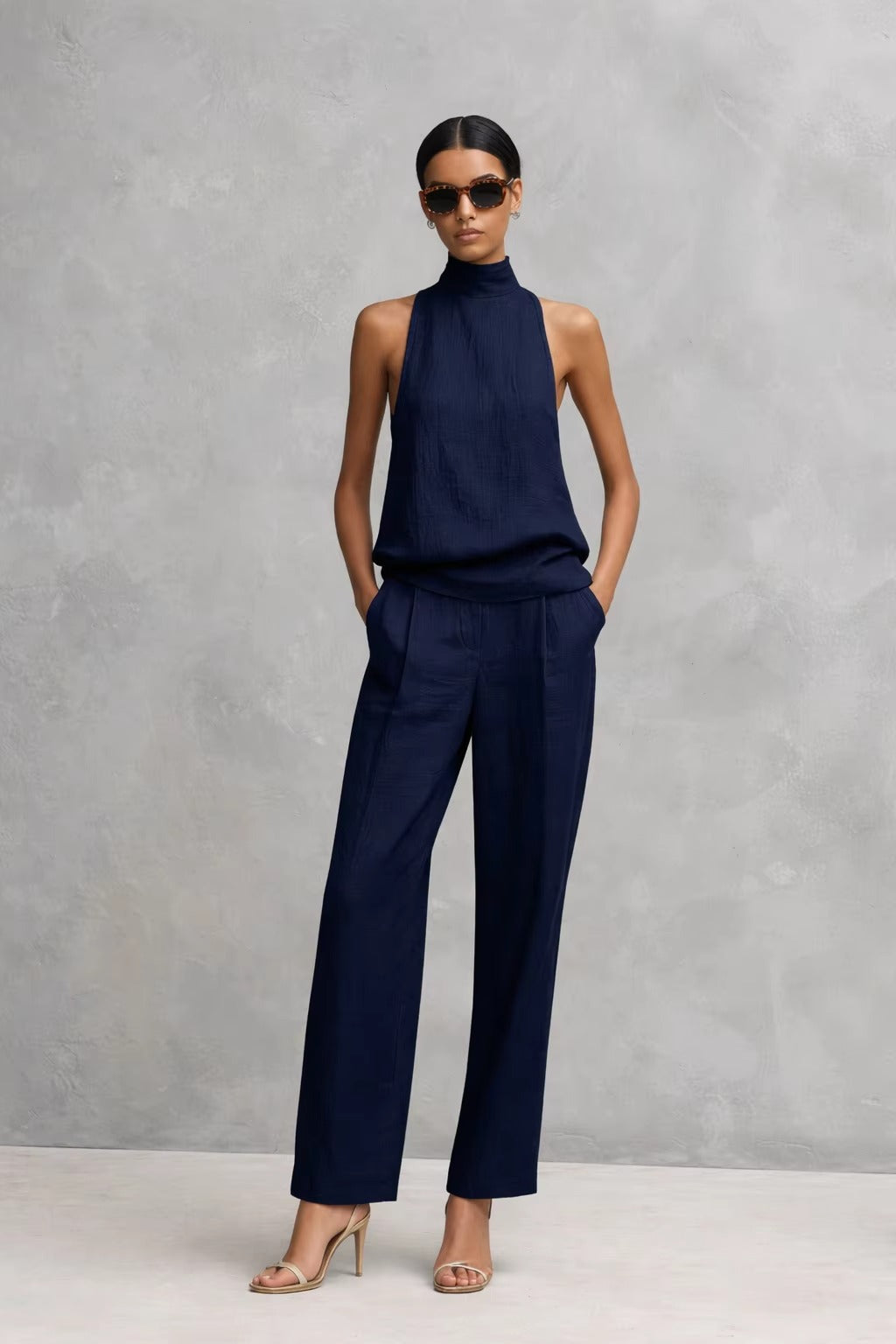 Alessia | Cotton-Linen Round Neck Set