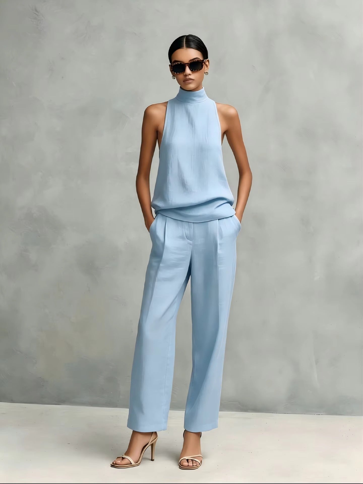 Alessia | Cotton-Linen Round Neck Set