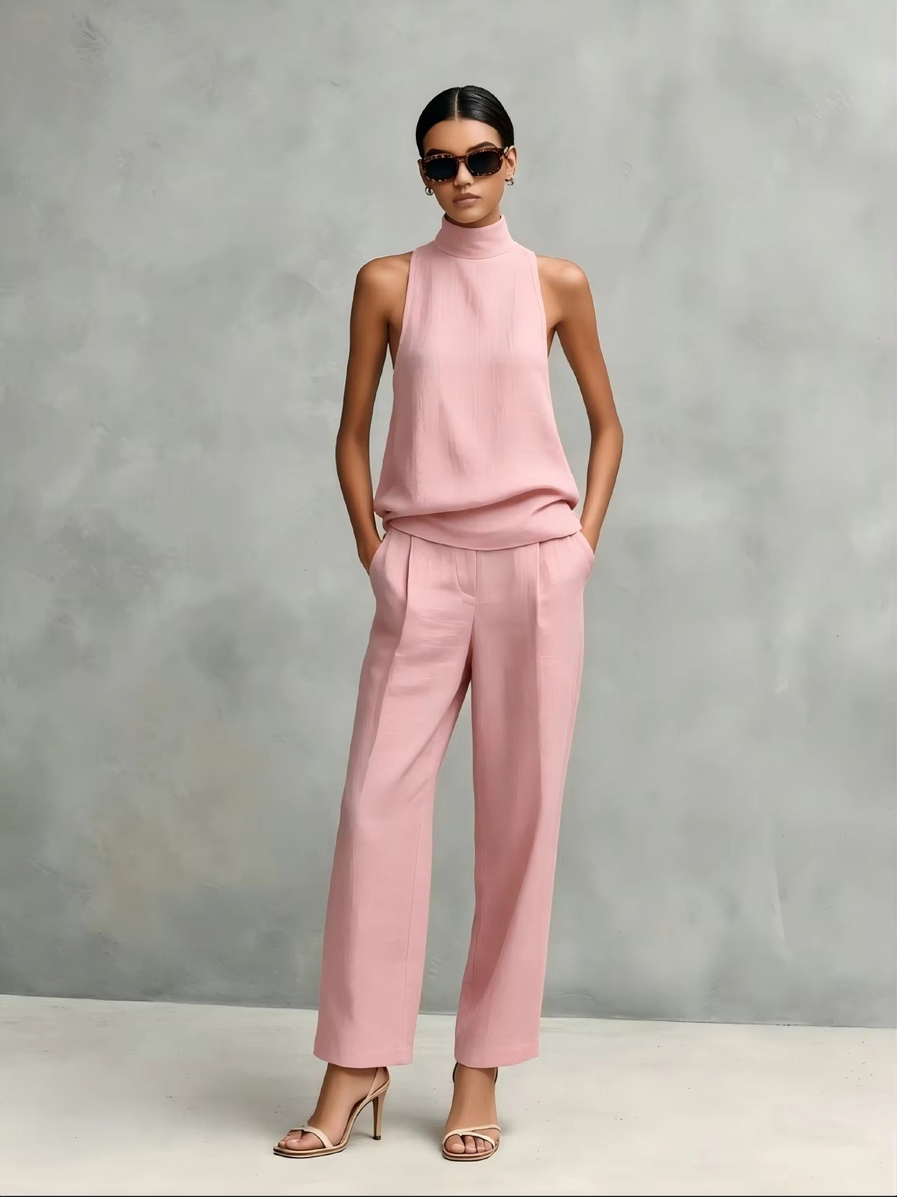 Alessia | Cotton-Linen Round Neck Set