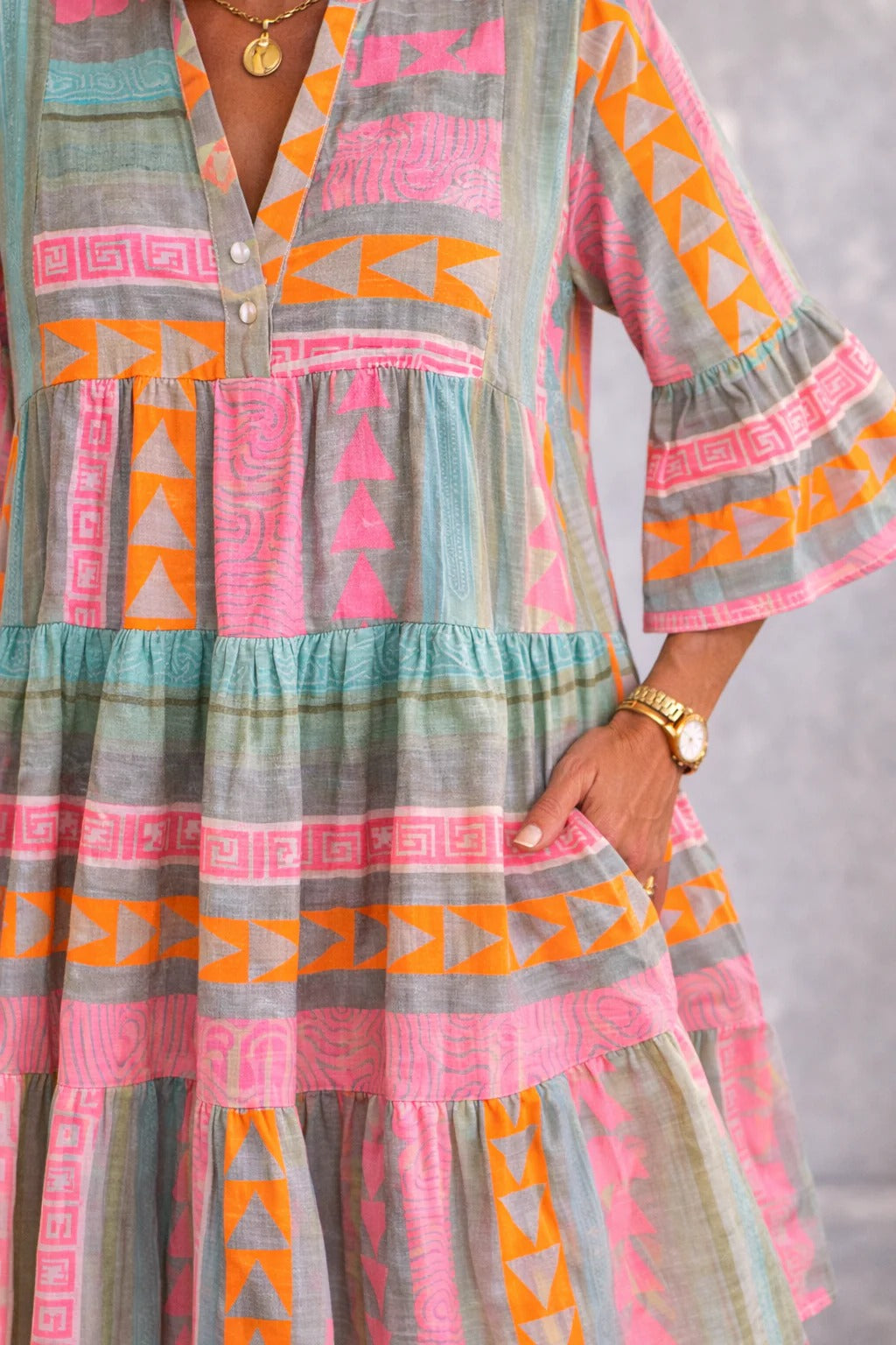 Lucy | Flowing Patterned Midi Dress