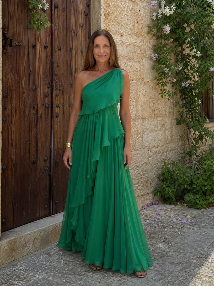 Odette | Asymmetric Ruffle Maxi Dress