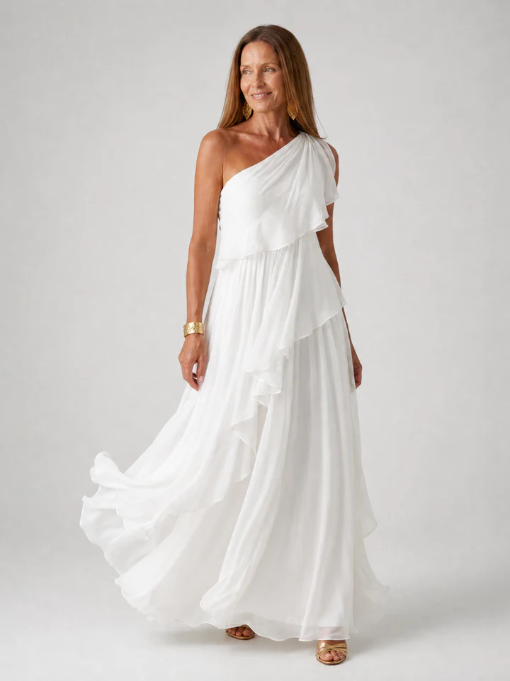 Odette | Asymmetric Ruffle Maxi Dress