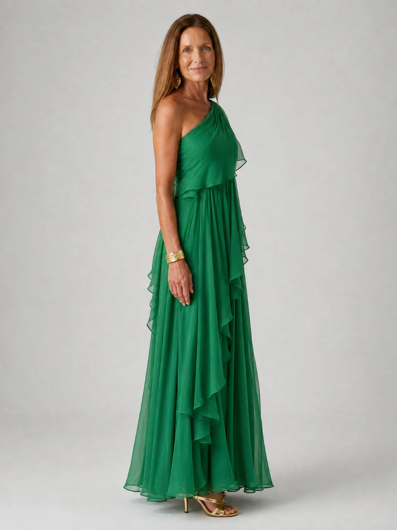 Odette | Asymmetric Ruffle Maxi Dress