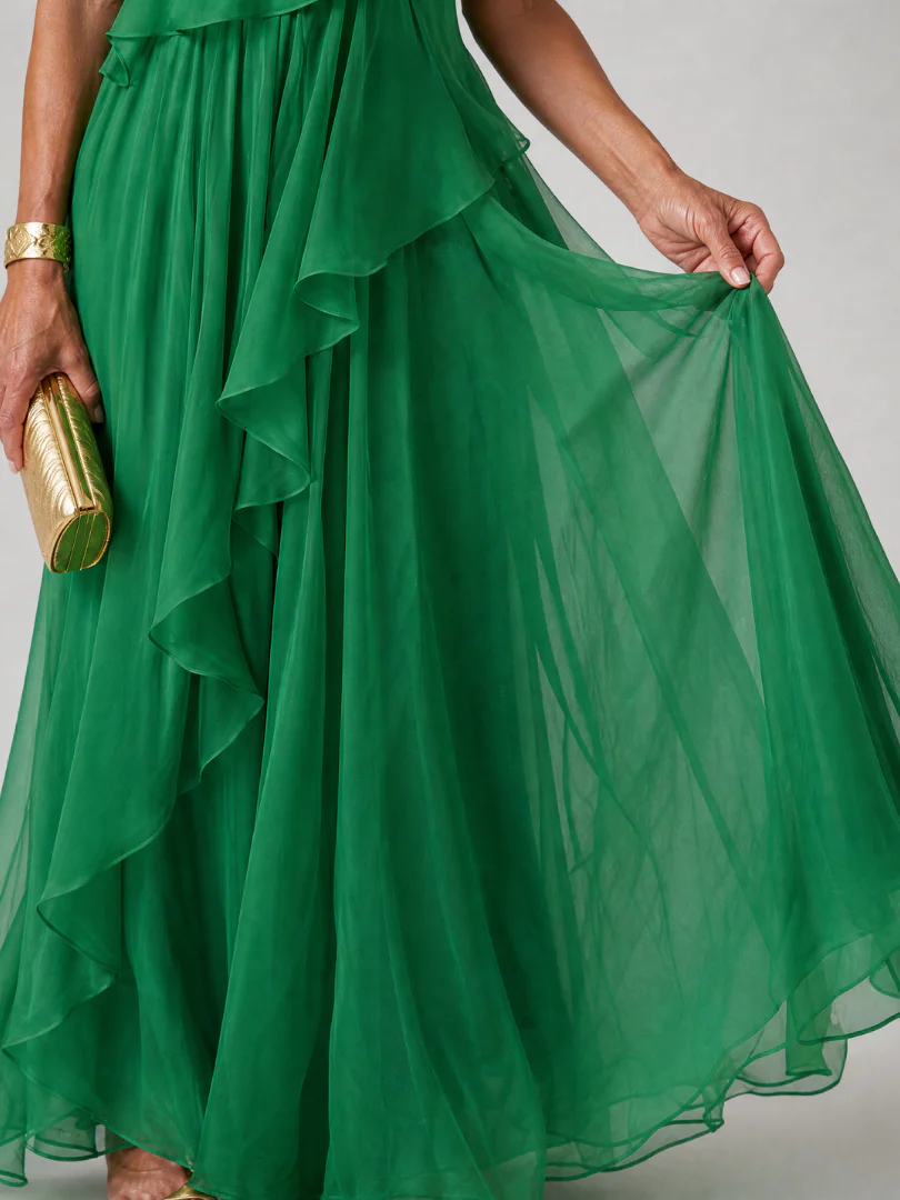 Odette | Asymmetric Ruffle Maxi Dress