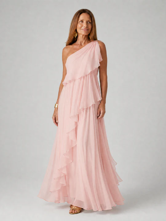 Odette | Asymmetric Ruffle Maxi Dress