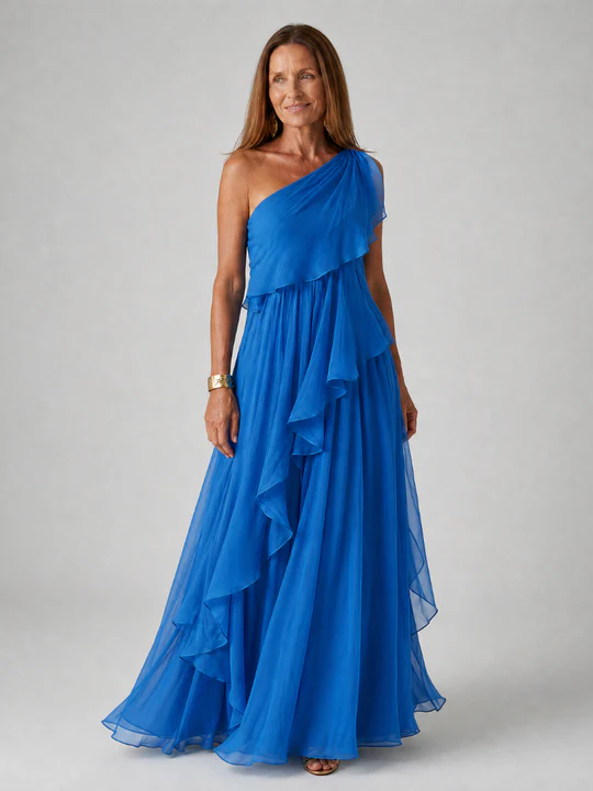 Odette | Asymmetric Ruffle Maxi Dress