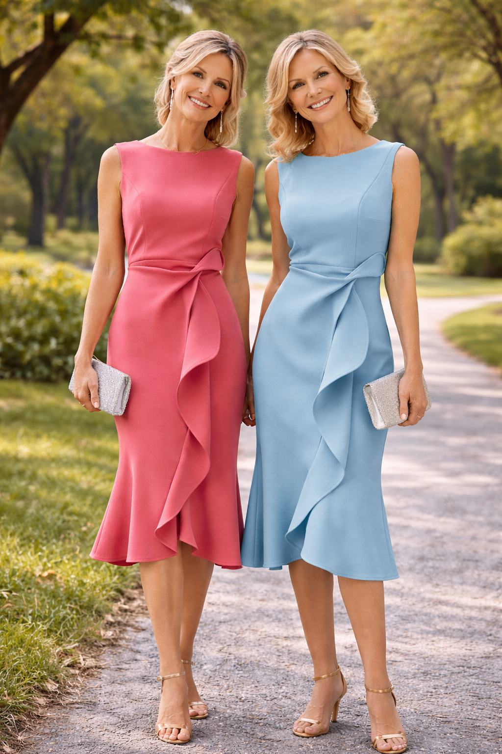 Delphine™ | Asymmetric Ruffle Midi Dress