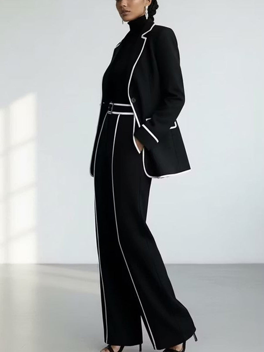 Clementina | Contrast Trim Blazer & Pants Set