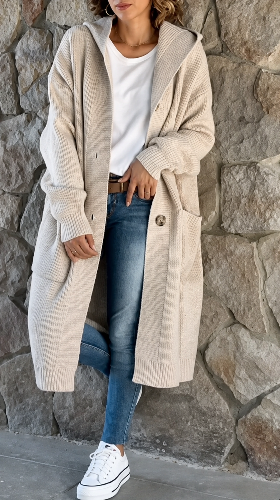 Mieke | Long Hooded Knit Cardigan