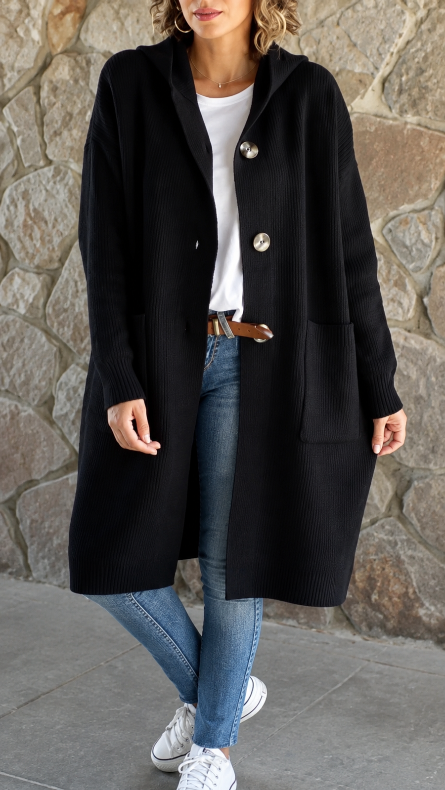 Mieke | Long Hooded Knit Cardigan