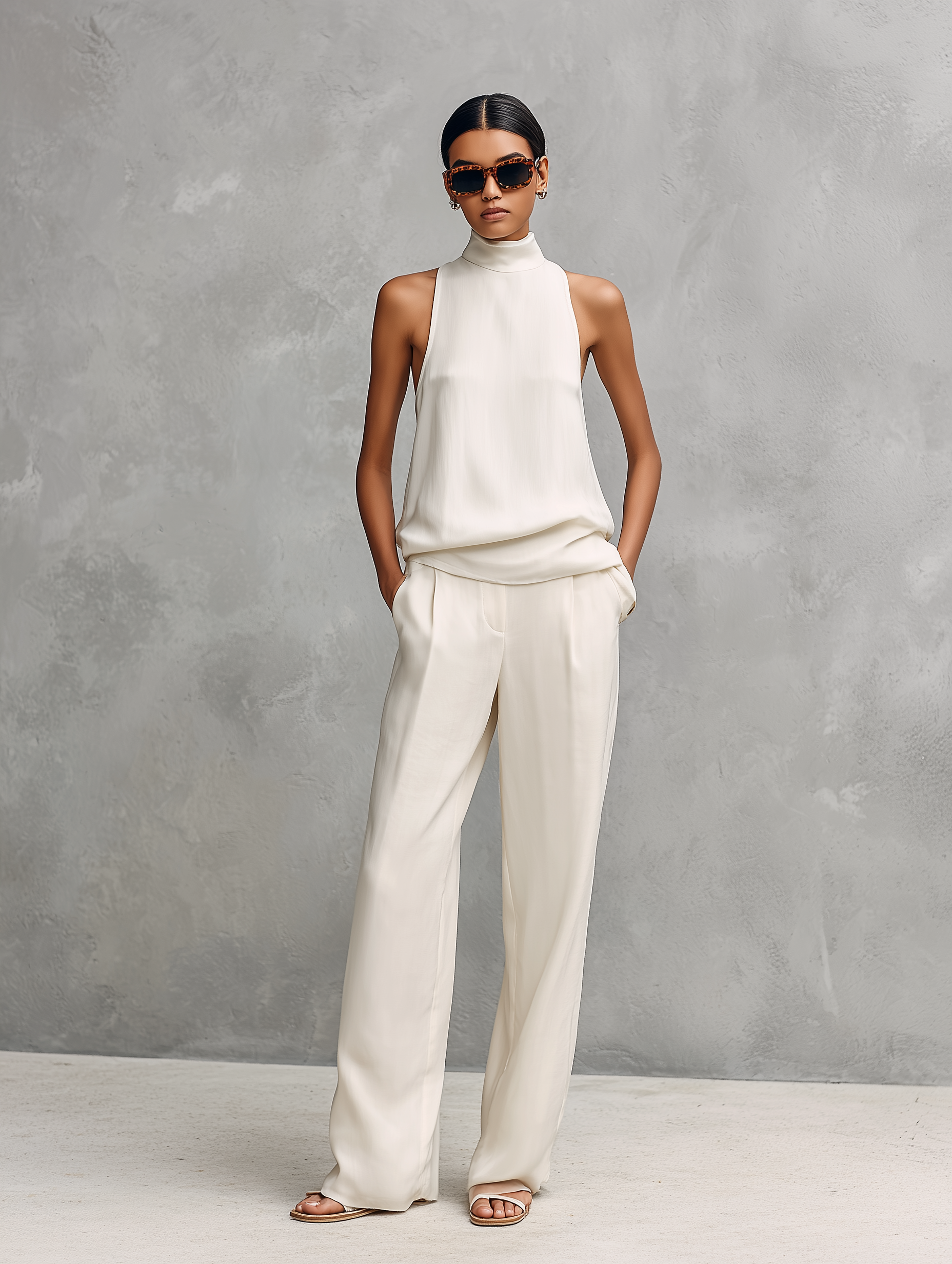 Alessia | Cotton-Linen Round Neck Set