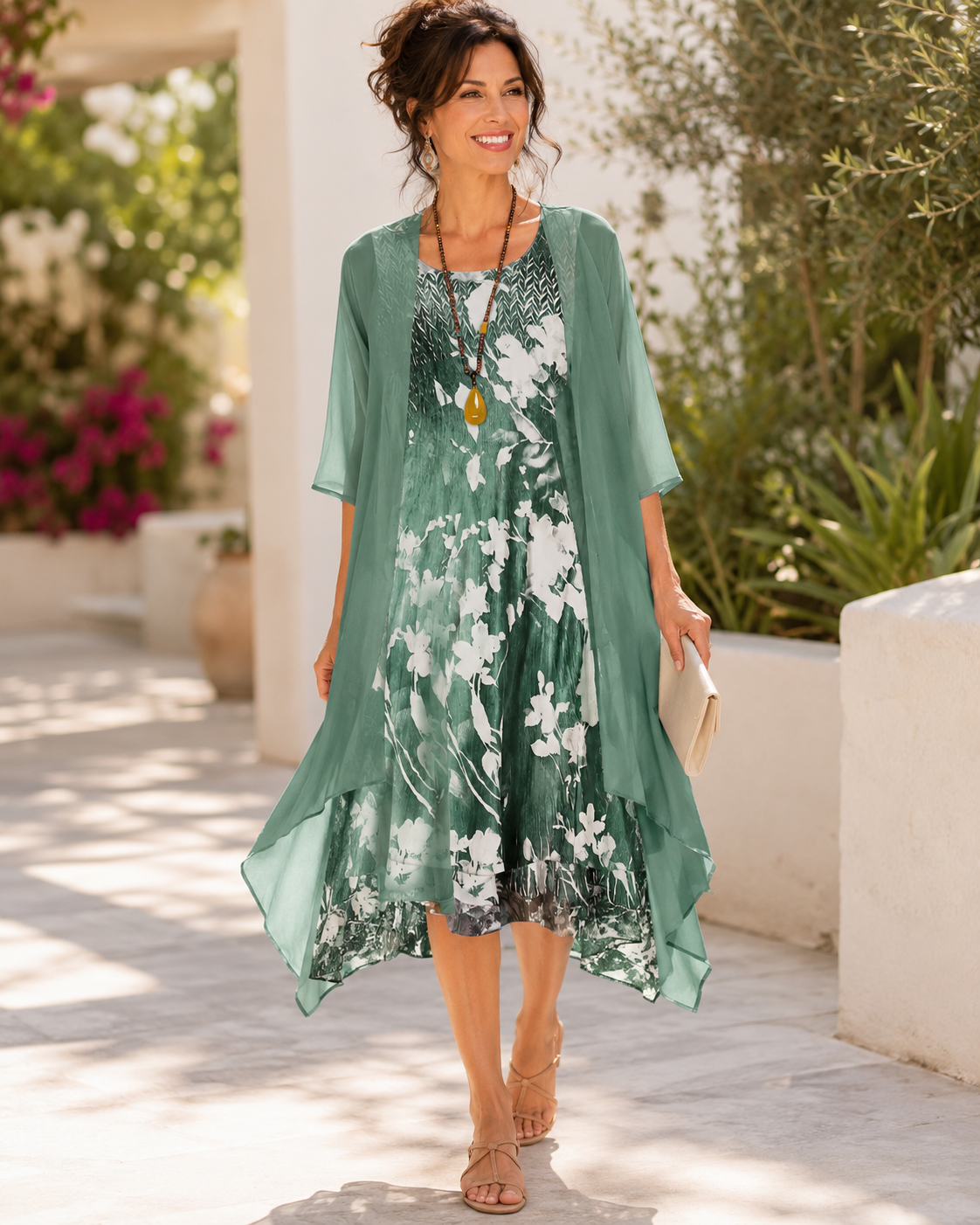 Freya | Two-Layer Floral Midi Dress
