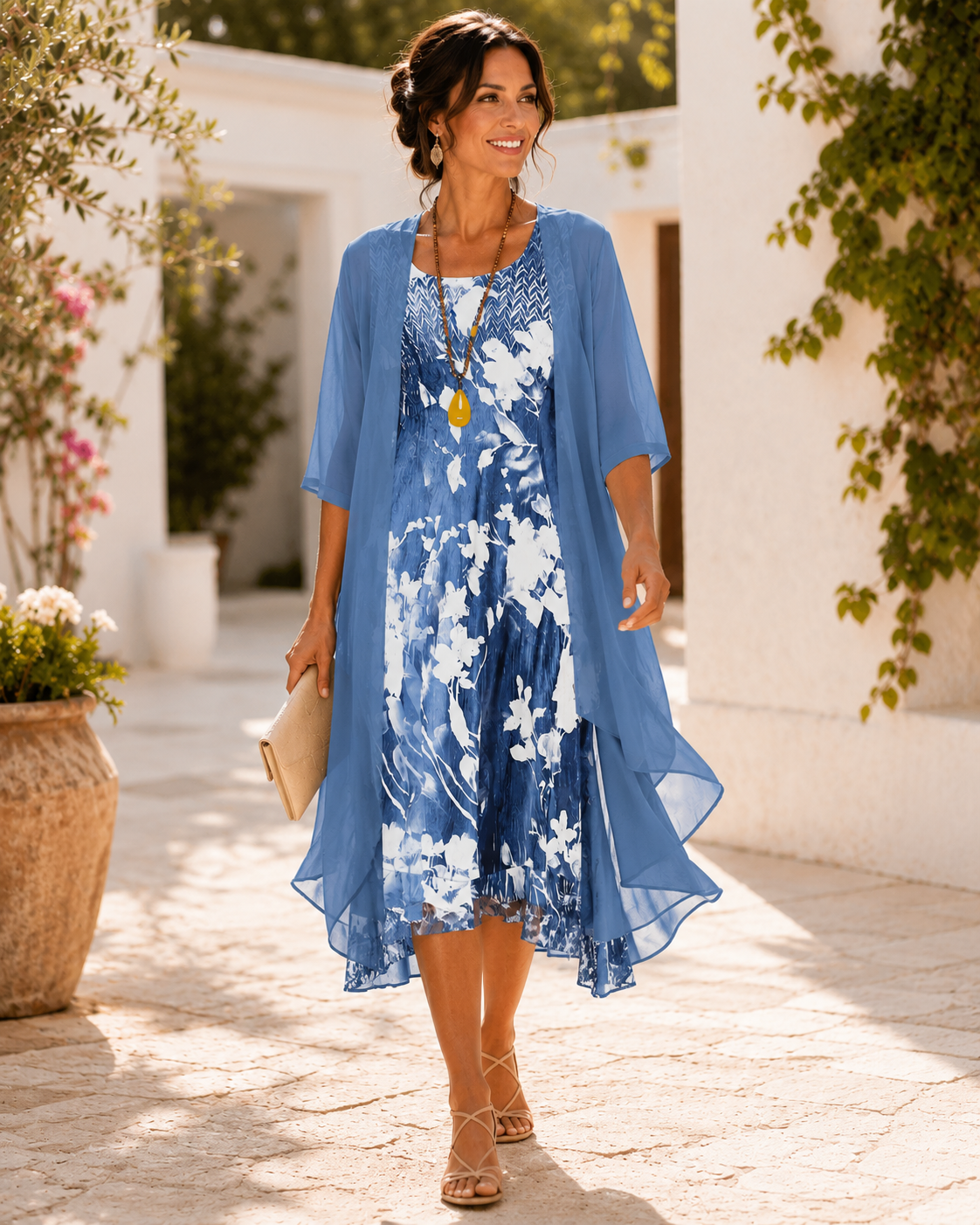 Freya | Two-Layer Floral Midi Dress
