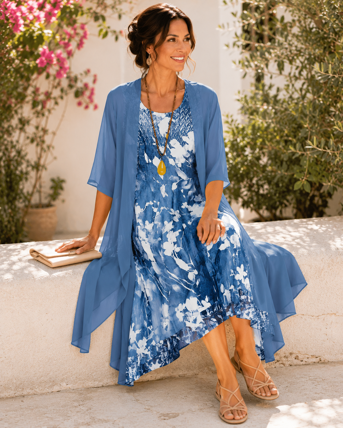 Freya | Two-Layer Floral Midi Dress