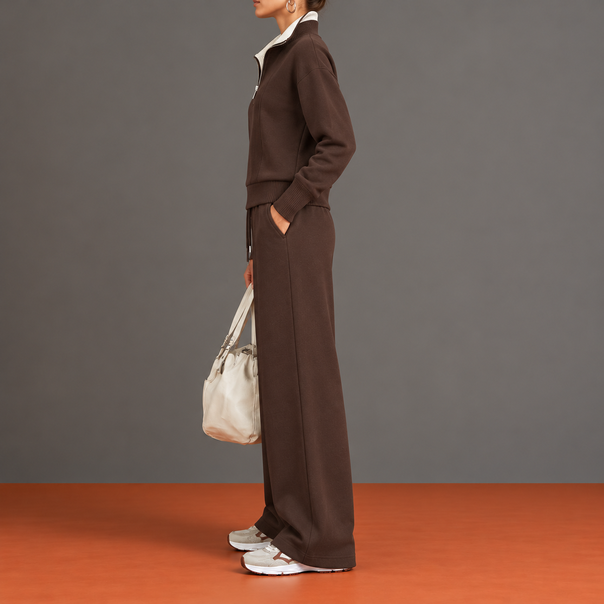 Evelina | Half-Zip Top & Wide-Leg Pants Set