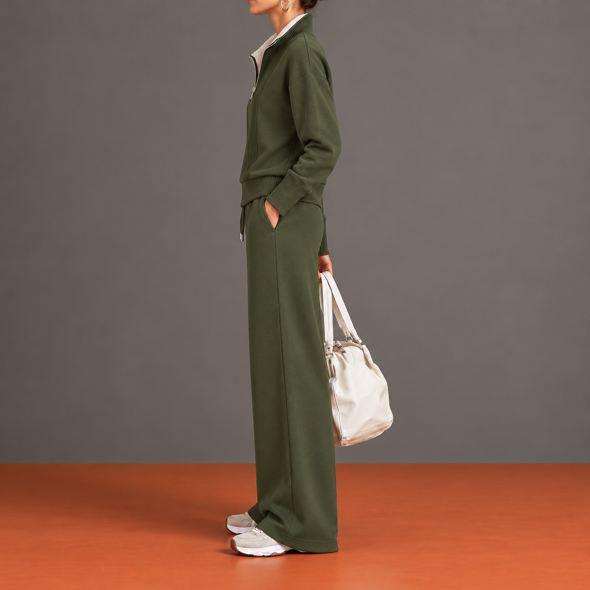Evelina | Half-Zip Top & Wide-Leg Pants Set