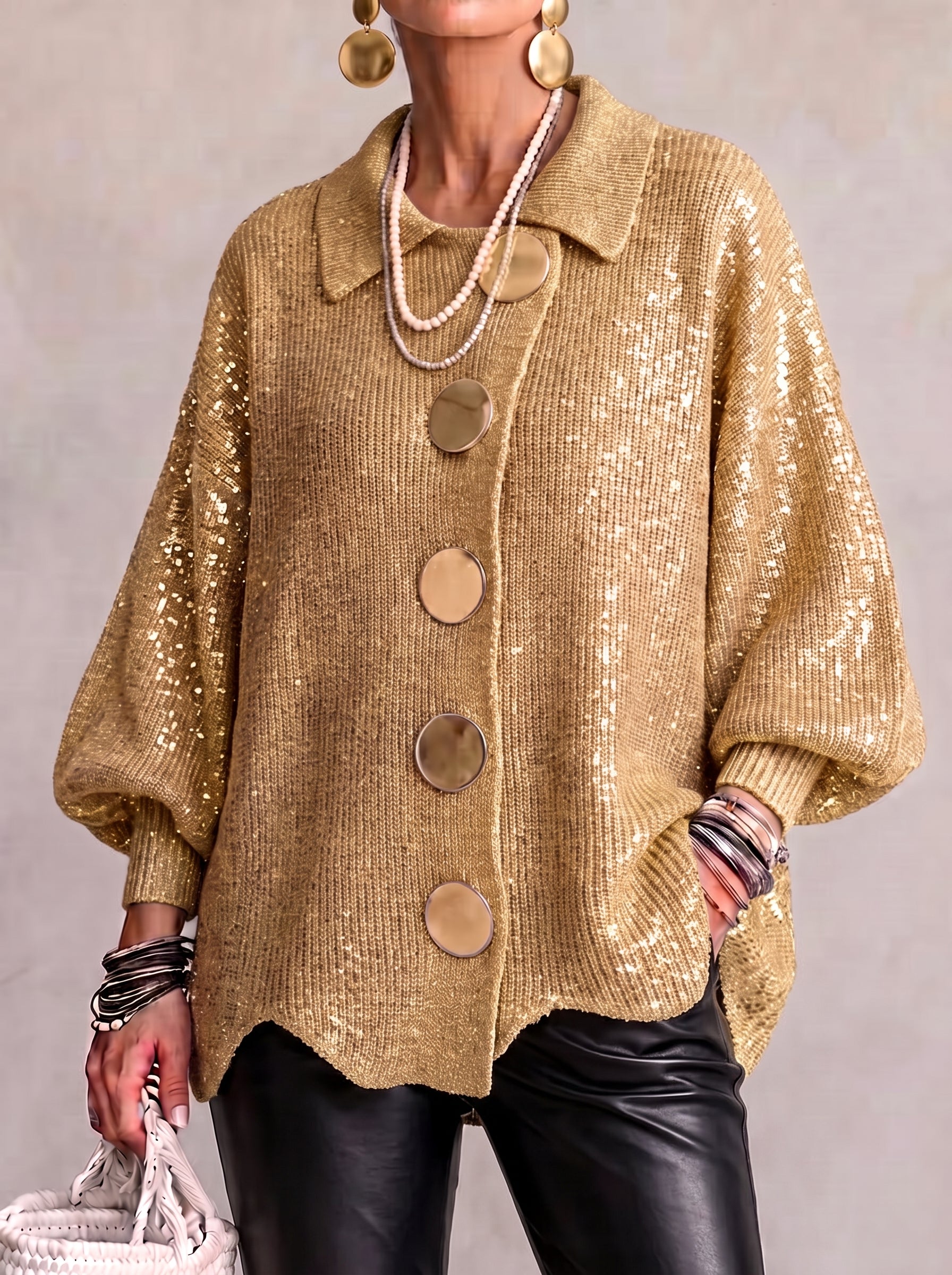 Ombéline | Oversized Cardigan with Statement Buttons