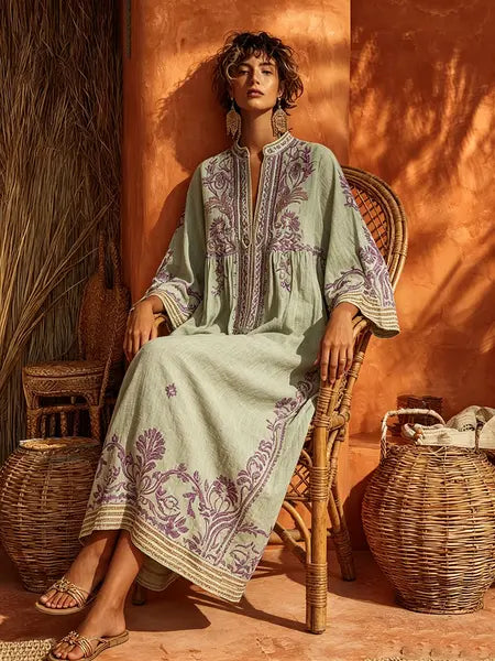 Elara™ | Embroidered Bohemian Maxi Dress