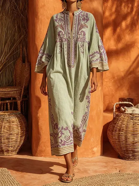Elara™ | Embroidered Bohemian Maxi Dress