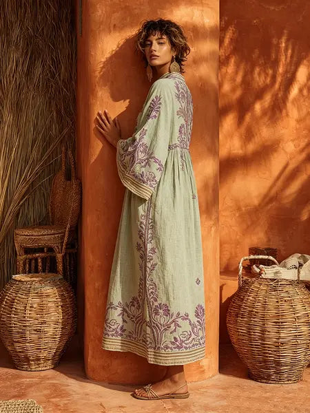 Elara™ | Embroidered Bohemian Maxi Dress