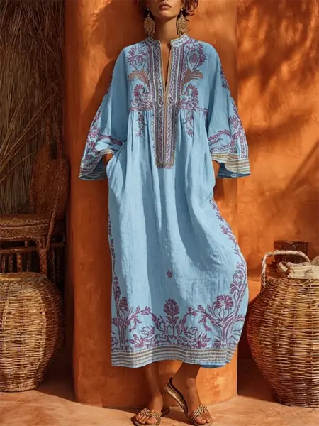 Elara™ | Embroidered Bohemian Maxi Dress