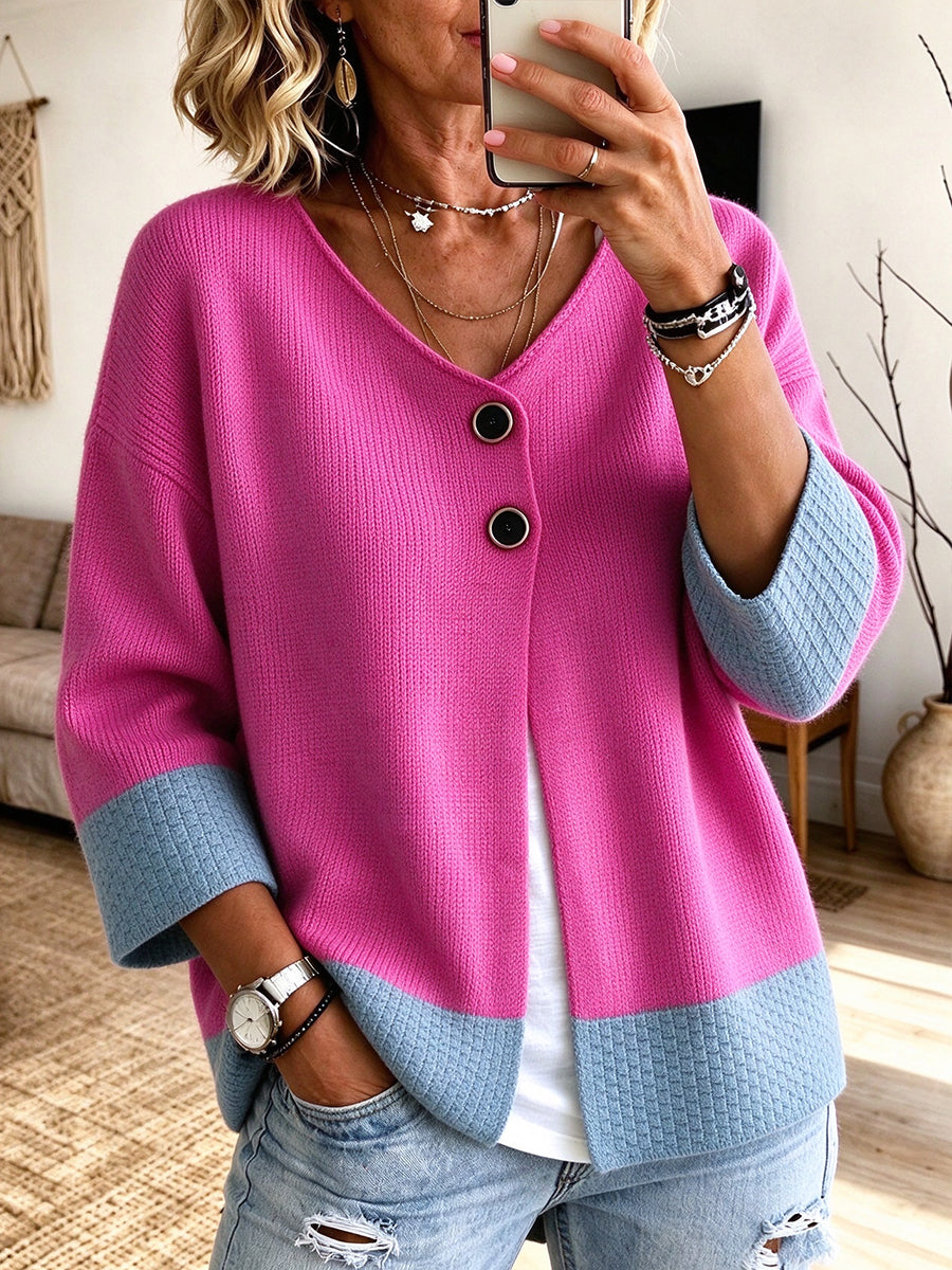 Daisy | Color-Block Knit Cardigan