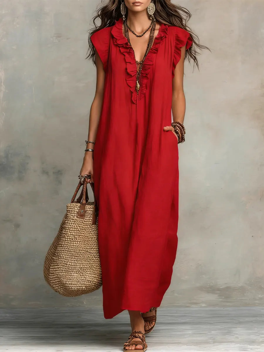 Sofia™ | Bohemian Ruffle Maxi Dress