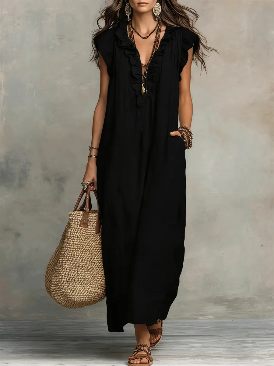 Sofia™ | Bohemian Ruffle Maxi Dress