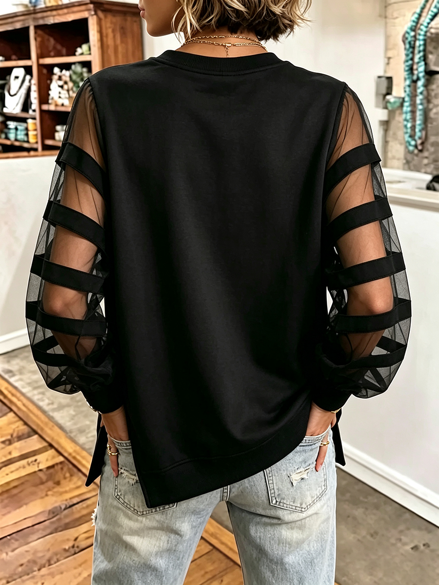 Solaine | Sheer Puff Sleeve Sweater