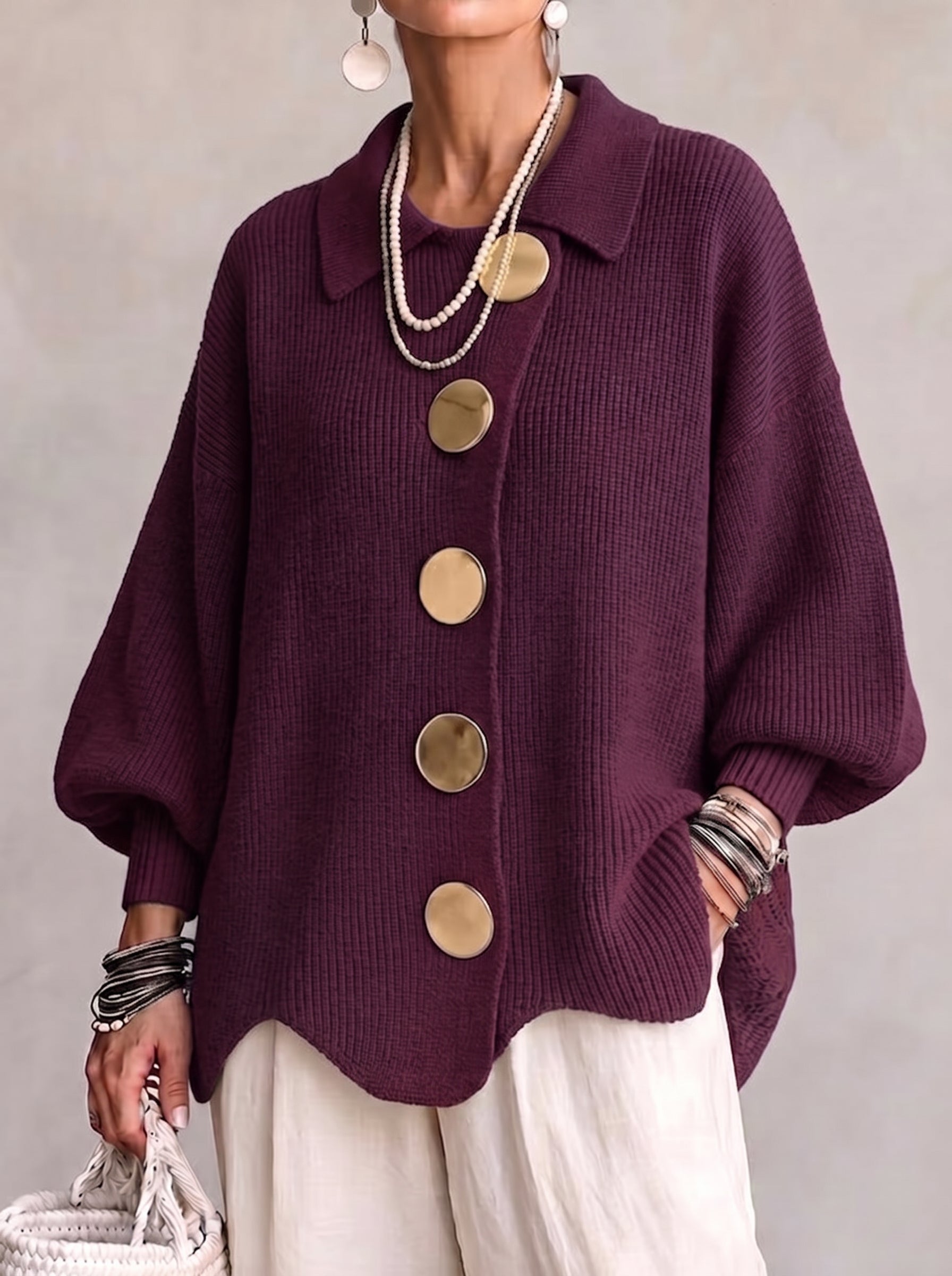 Ombéline | Oversized Cardigan with Statement Buttons