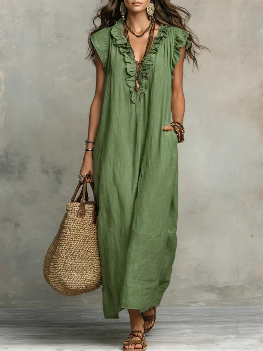 Sofia™ | Bohemian Ruffle Maxi Dress