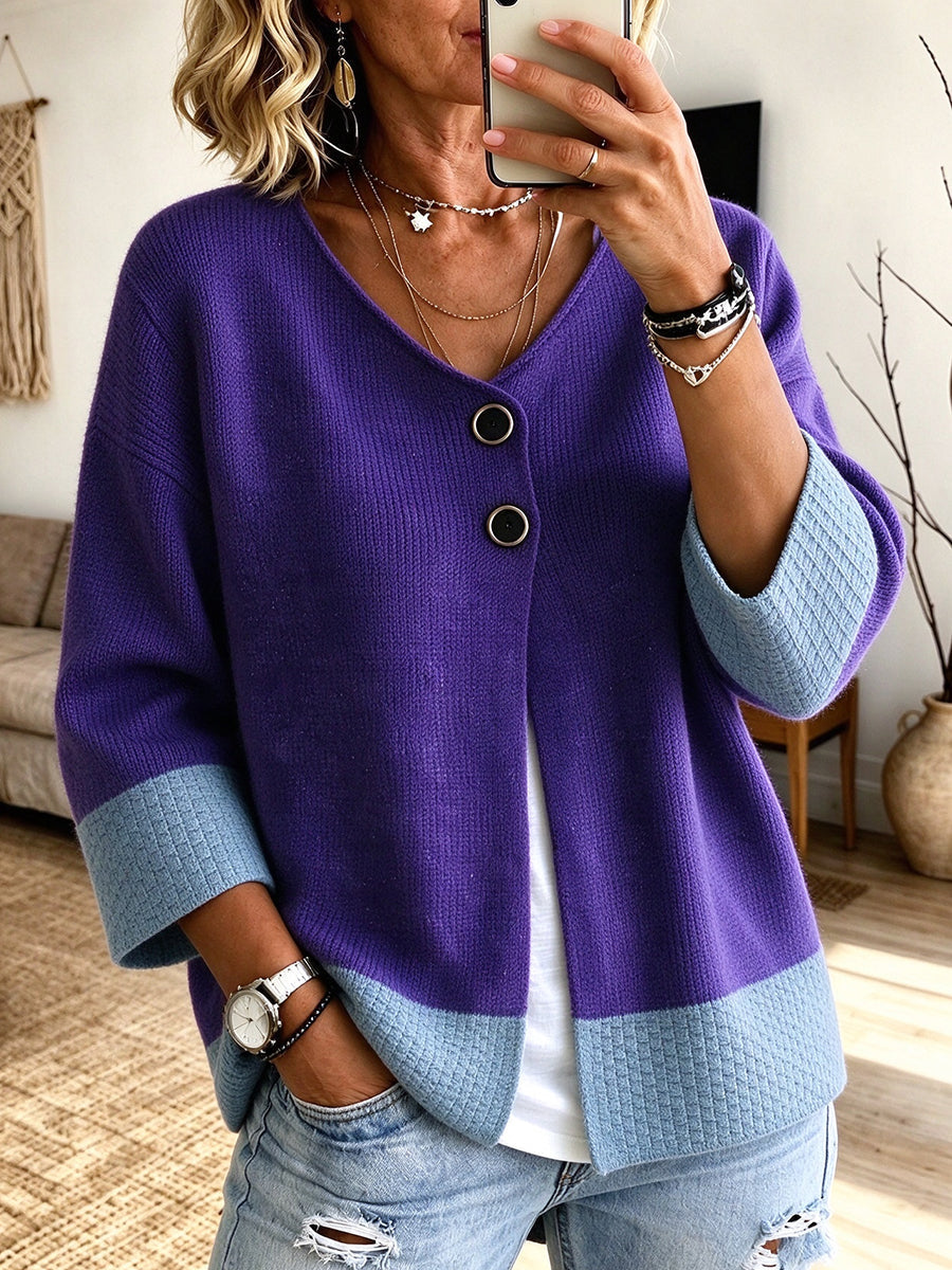 Daisy | Color-Block Knit Cardigan
